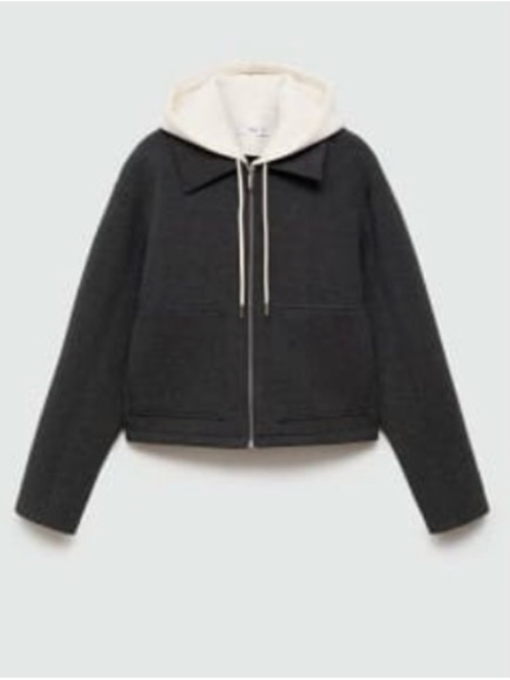 Mango Grey Bomber Jacket with Cream Hood